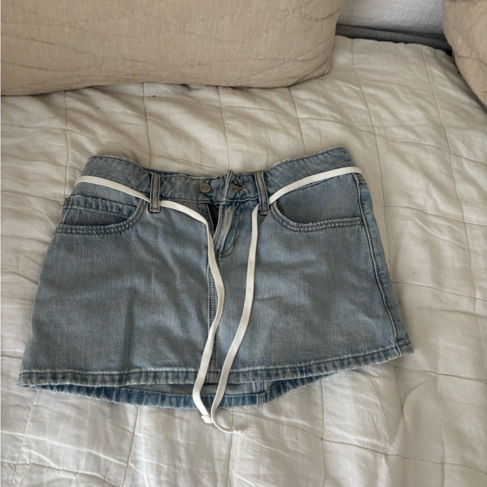 Hollister Light Blue Denim Skirt with Pale Blue Lining